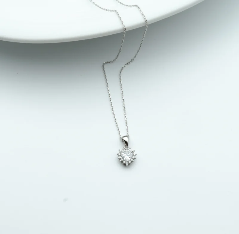 101 Heart II Sterling Silver Heart Shaped Pendant and Chain2 - Portier Jewelry