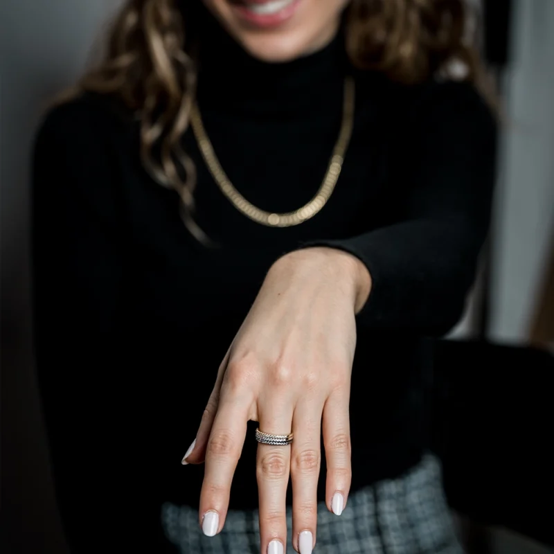 The Stack II: Silver Triple Multicoloured Rings Set - Image 4