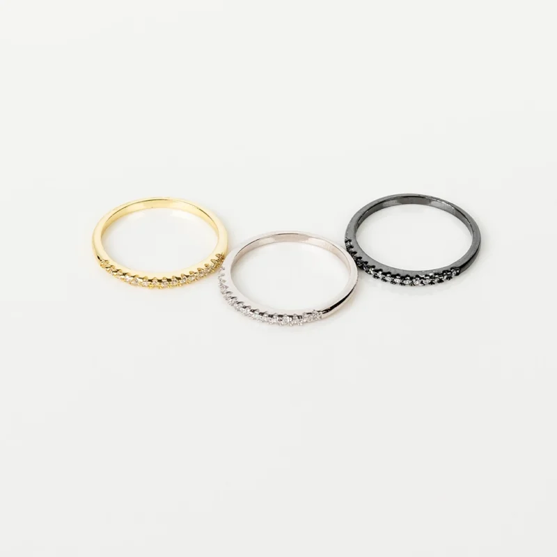 The Stack II: Silver Triple Multicoloured Rings Set - Image 3