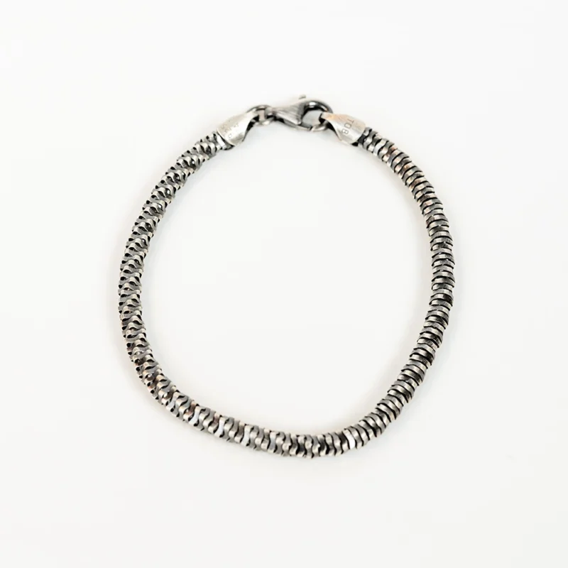 Titanium II: Men's Textured Titanium Silver Spiral Bracelet