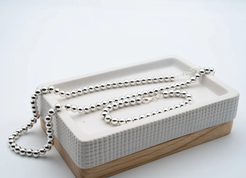 Brilliance: Silver Beaded Necklace - Image 2