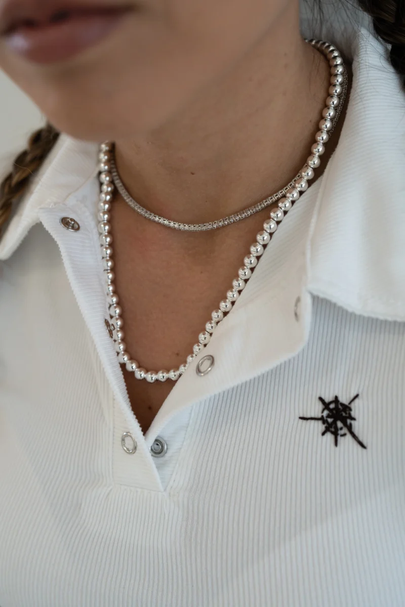 Brilliance: Silver Beaded Necklace - Image 3