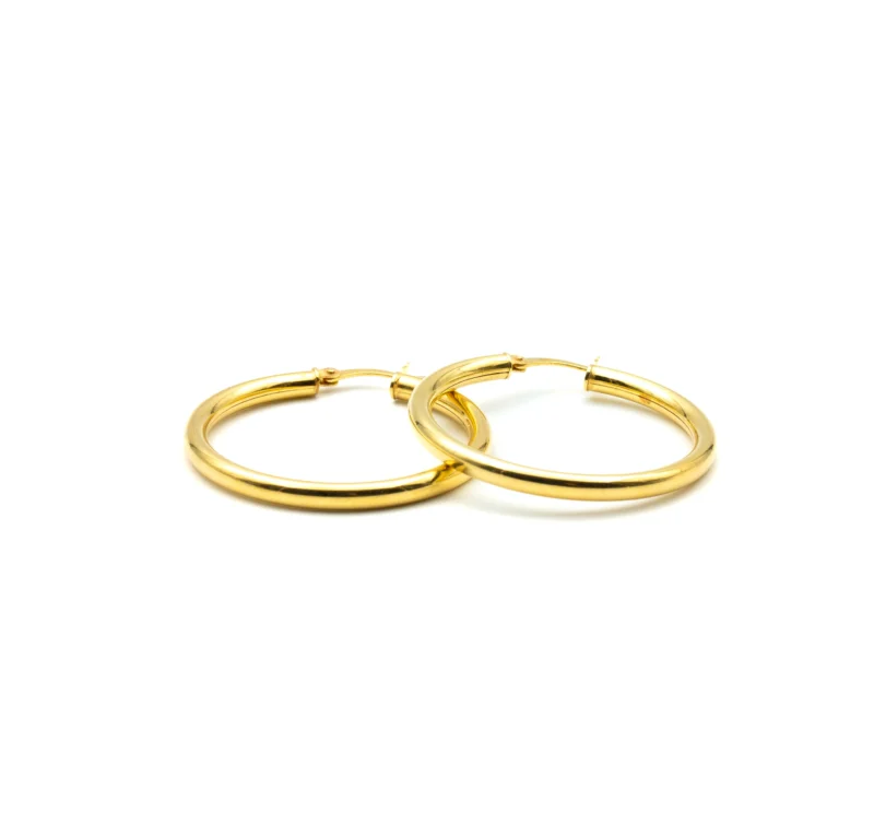 The Kiss II: Gold Large Hoop Earrings - Image 2