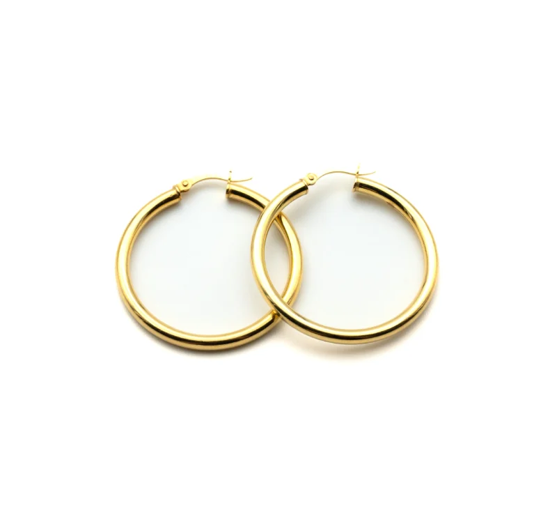 The Kiss II: Gold Large Hoop Earrings