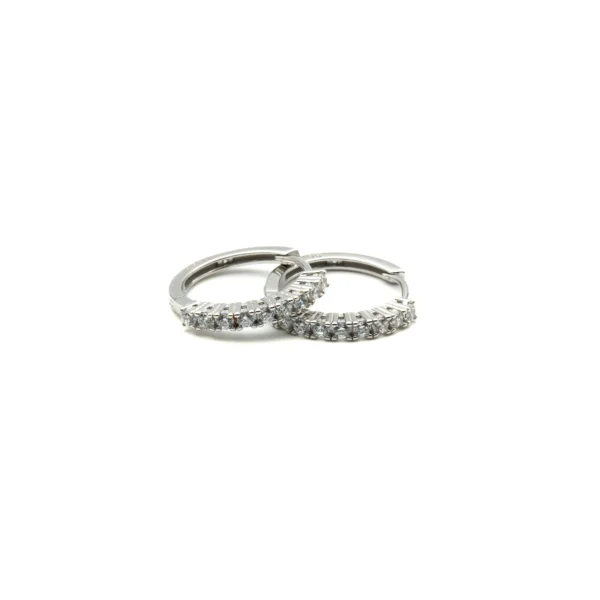 Glam: Medium Silver Stone Hoop Earrings