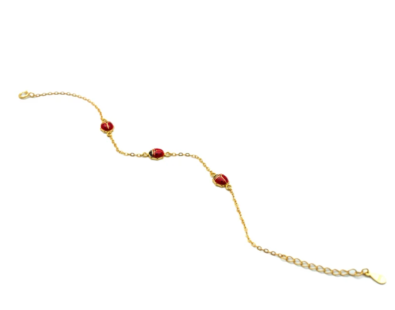 The Ladybug: Adjustable Gold Triple Ladybug Bracelet