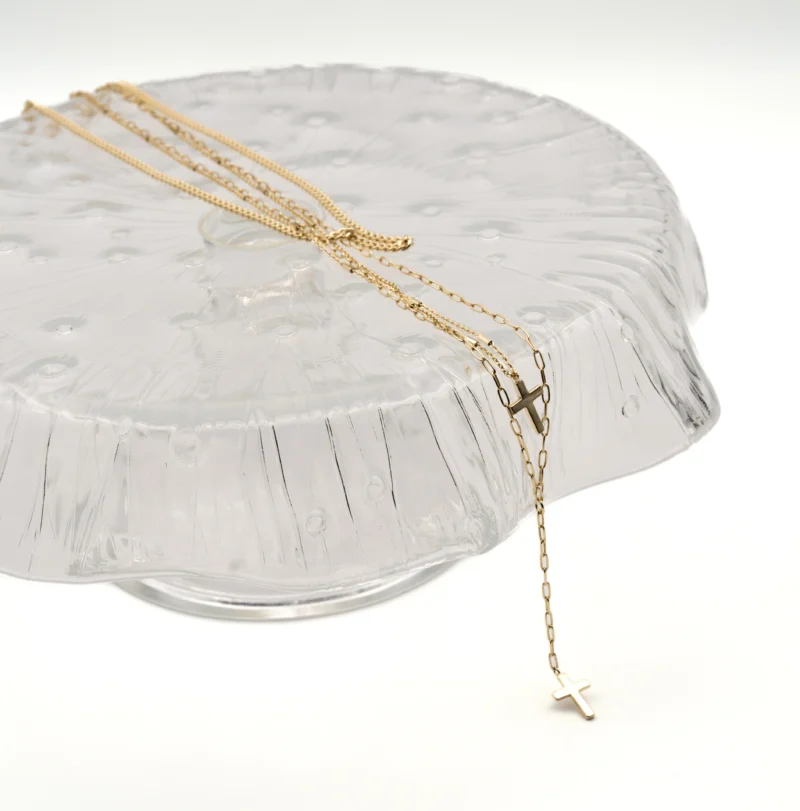 Cristina: Triple Layered Gold Cross Necklace - Image 3