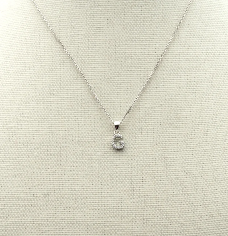 The Letters II: Silver Cubic Zirconia Letter Pendant and Chain - Image 5