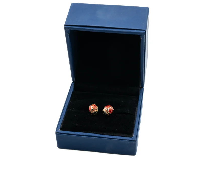The Ladybug II: Sterling Silver Ladybug Shaped Earrings - Image 2