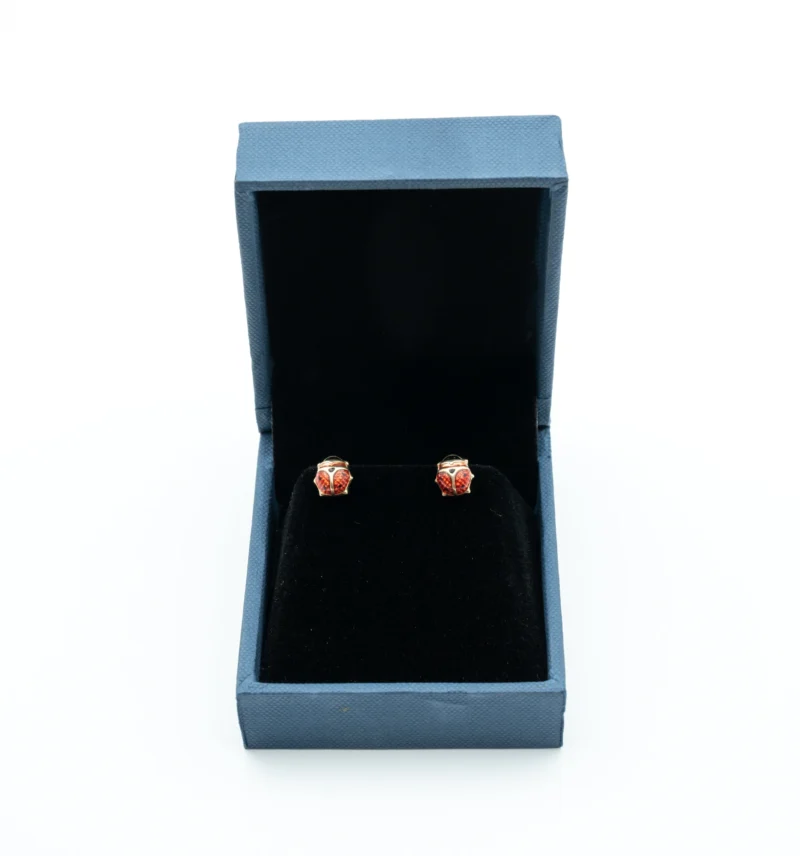 The Ladybug II: Sterling Silver Ladybug Shaped Earrings - Image 3