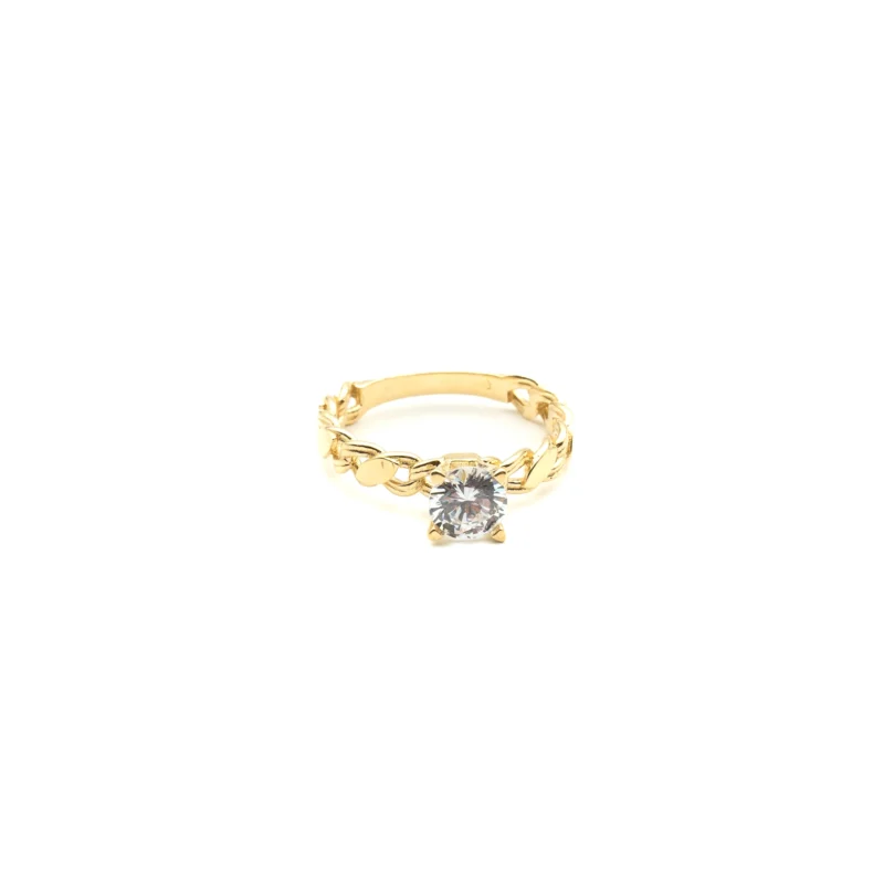 The Queen: 10k Gold Cuban Link Ring with Stone - Image 2