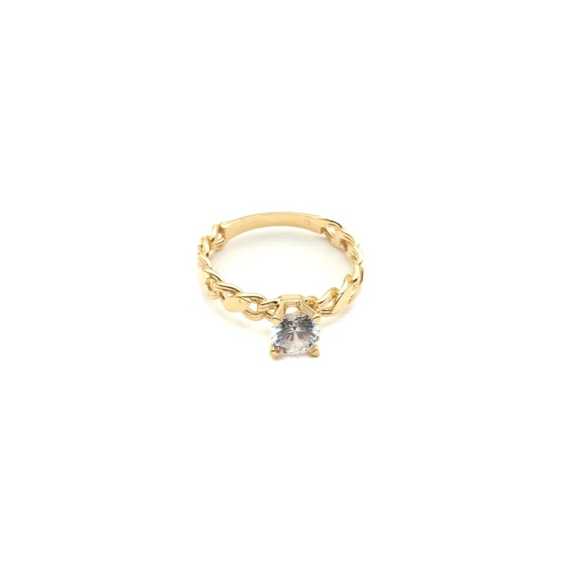 The Queen: 10k Gold Cuban Link Ring with Stone - Image 3