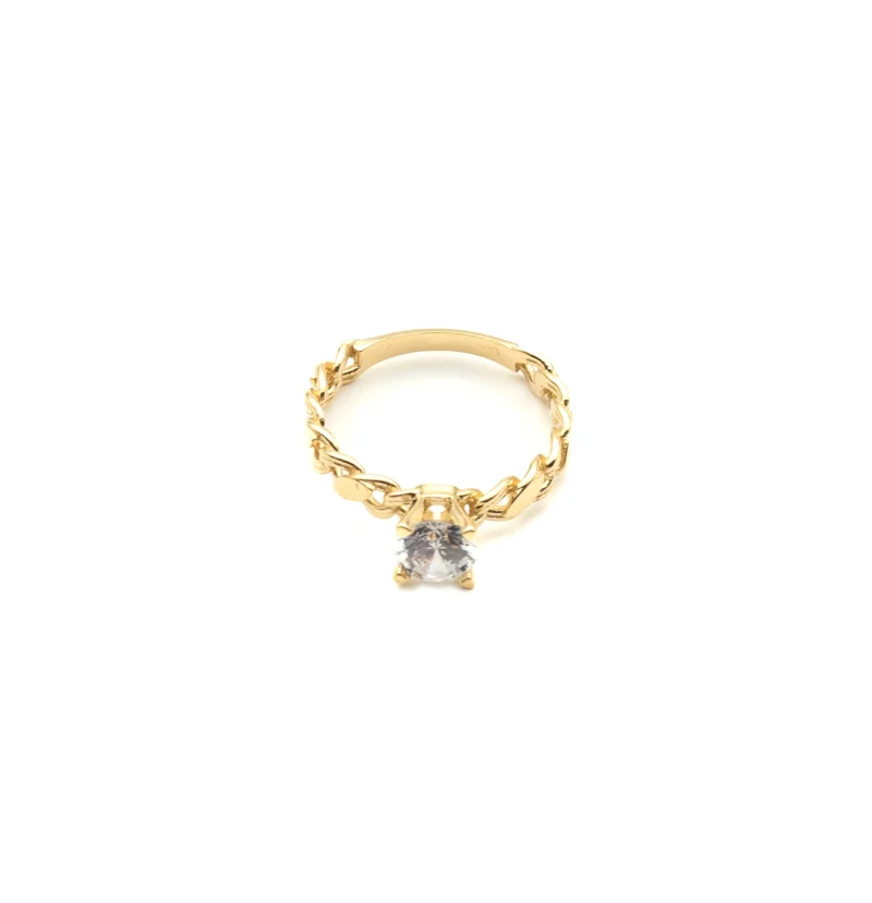 The Queen: 10k Gold Cuban Link Ring with Stone - Image 4