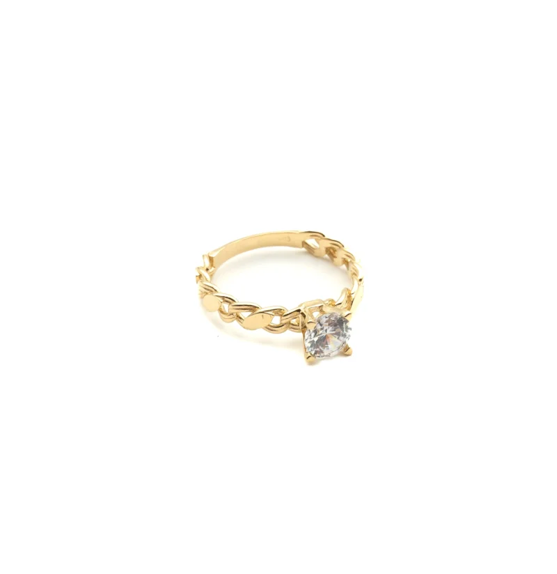 The Queen: 10k Gold Cuban Link Ring with Stone