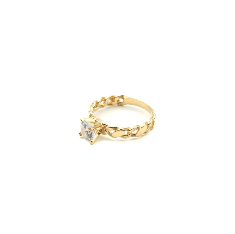The Queen: 10k Gold Cuban Link Ring with Stone - Image 5