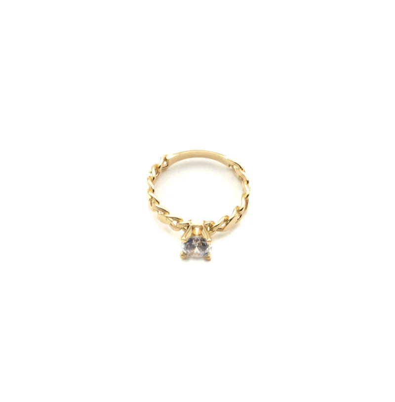 The Queen: 10k Gold Cuban Link Ring with Stone - Image 6