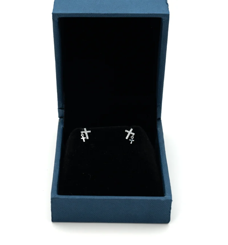 Glory: Cross Dangle Stud Earrings - Image 2