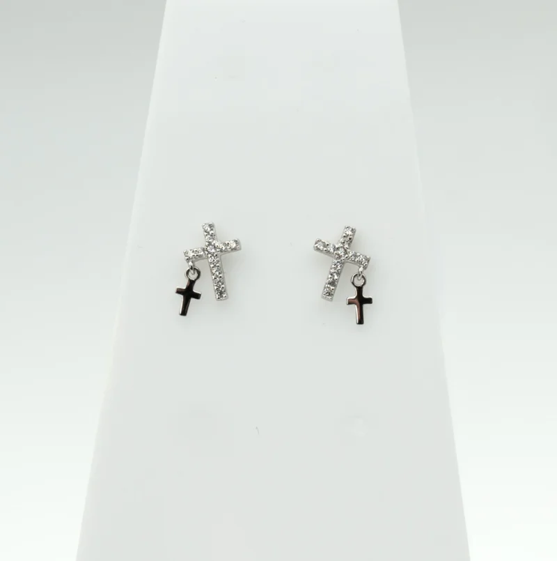 Glory: Cross Dangle Stud Earrings - Image 4