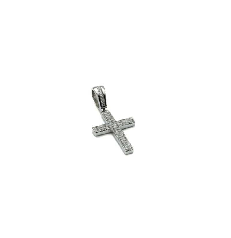 The Cross II: Sterling Silver Pave Medium Sized Cross Pendant - Image 2