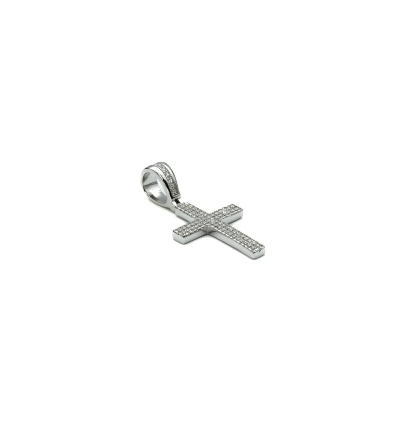 The Cross II: Sterling Silver Pave Medium Sized Cross Pendant - Image 3