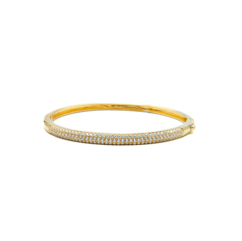 Bangle: Sterling Silver Micro Pave Bangle Bracelet - Image 2