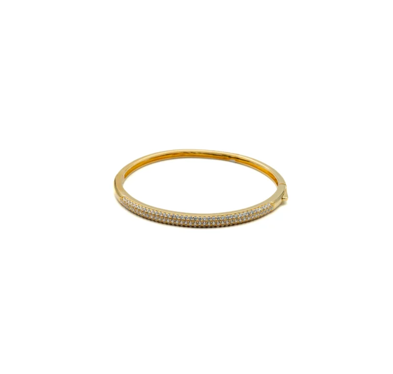 Bangle: Sterling Silver Micro Pave Bangle Bracelet - Image 3