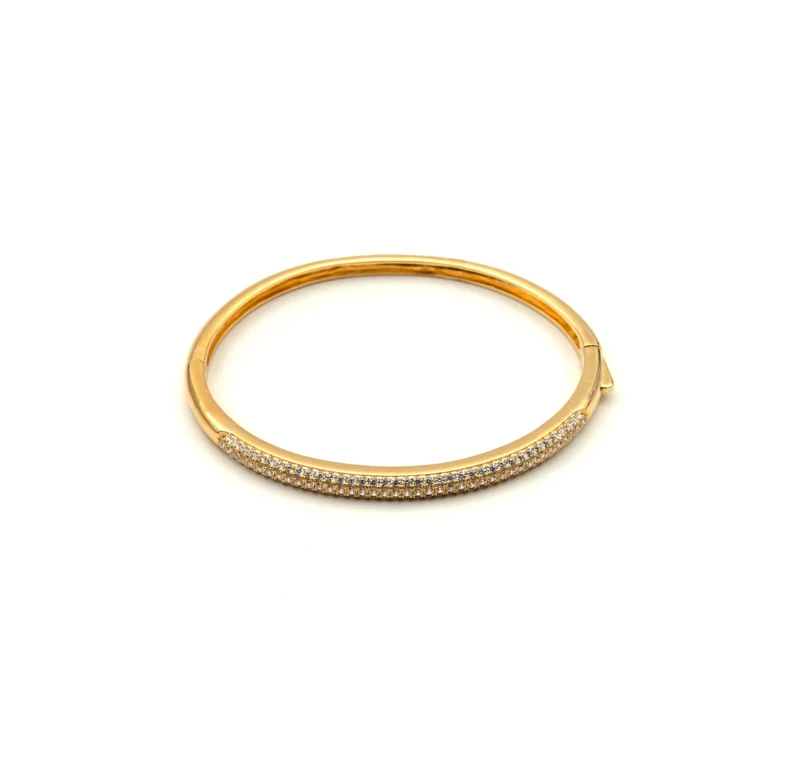 Bangle: Sterling Silver Micro Pave Bangle Bracelet - Image 4