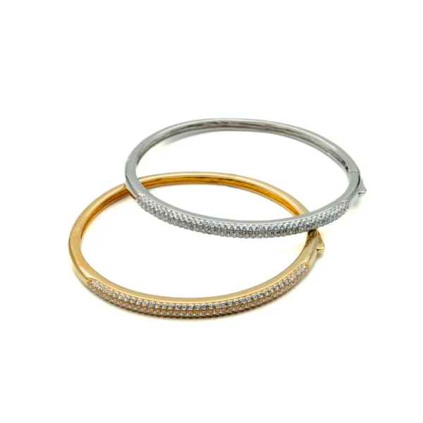 Bangle: Sterling Silver Micro Pave Bangle Bracelet