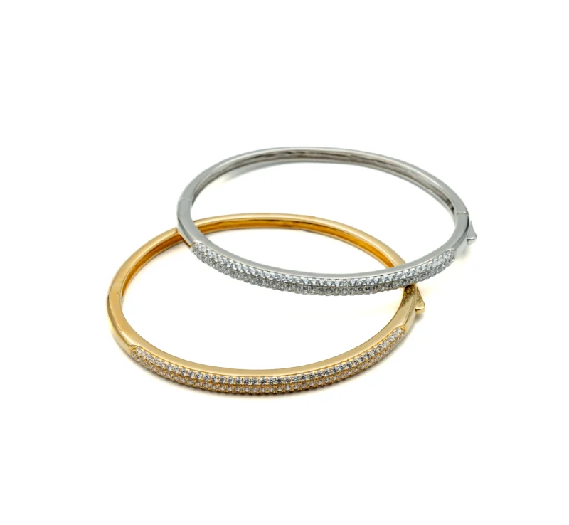 Bangle: Sterling Silver Micro Pave Bangle Bracelet