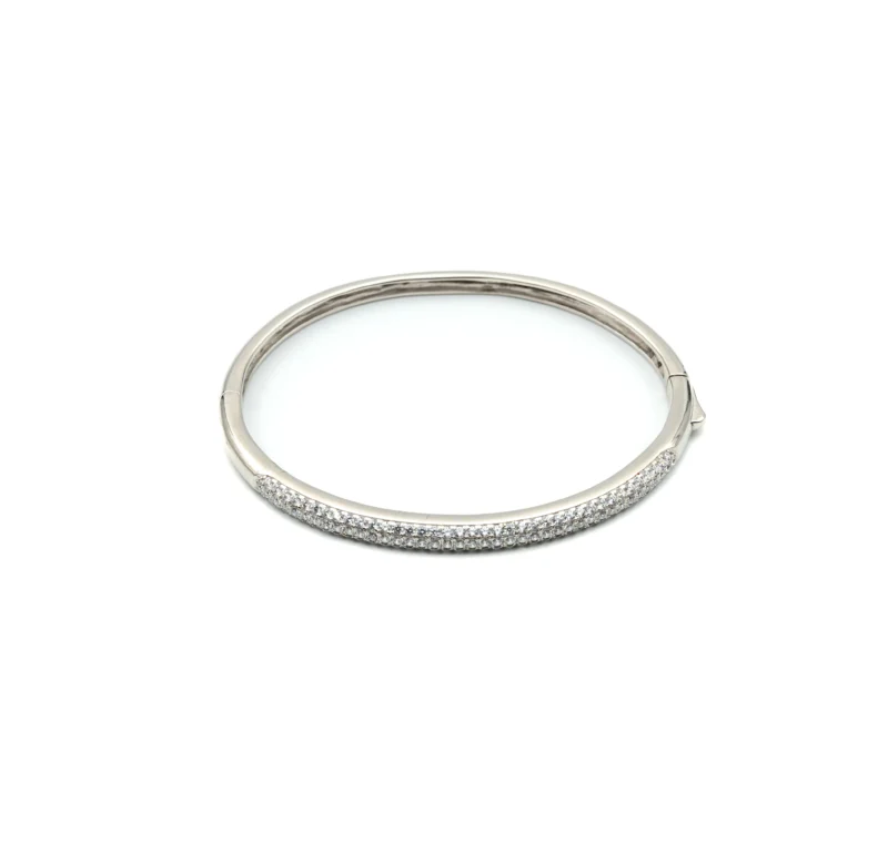 Bangle: Sterling Silver Micro Pave Bangle Bracelet - Image 5