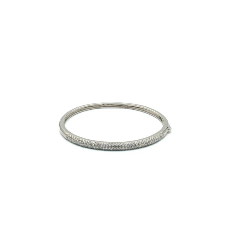 Bangle: Sterling Silver Micro Pave Bangle Bracelet - Image 6