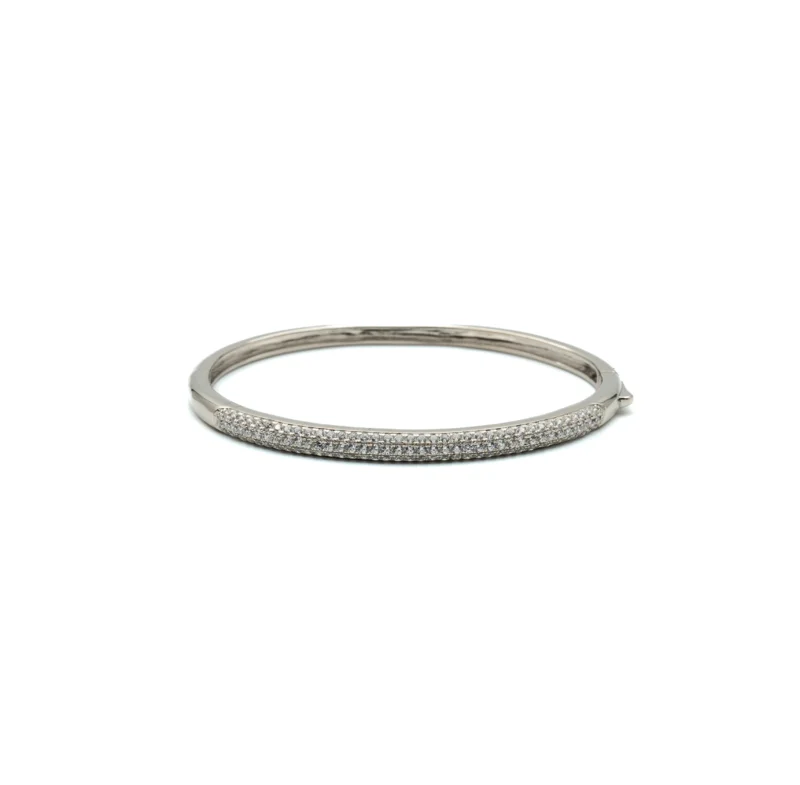 Bangle: Sterling Silver Micro Pave Bangle Bracelet - Image 7