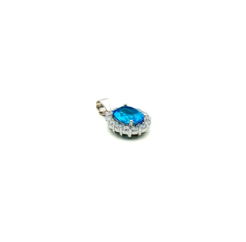 Elizabeth III: Sterling Silver Big Oval Stone Pendant and Chain - Image 2