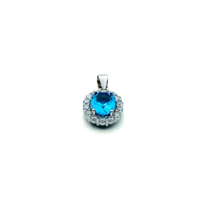 Elizabeth III: Sterling Silver Big Oval Stone Pendant and Chain