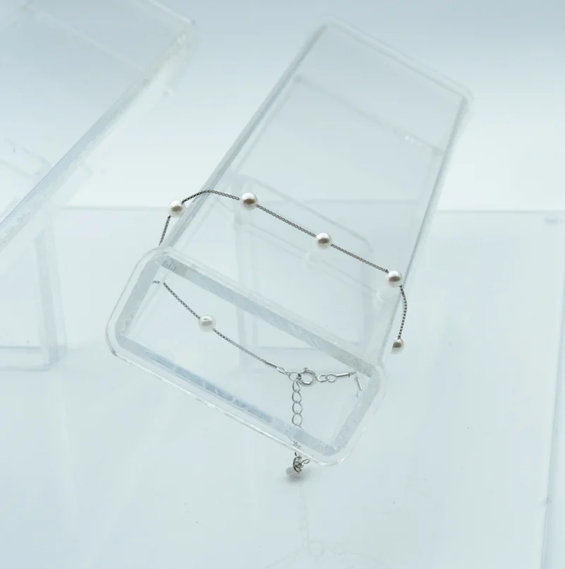 Brilliant Pearl III: Sterling Silver Dainty Bracelet with Pearls - Image 6