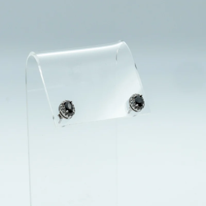 Daring II: Sterling Silver Black Oval Stone Earrings - Image 3