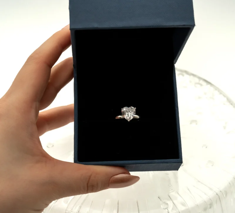 Bestie: Sterling Silver Heart Shaped Stone Ring - Image 2