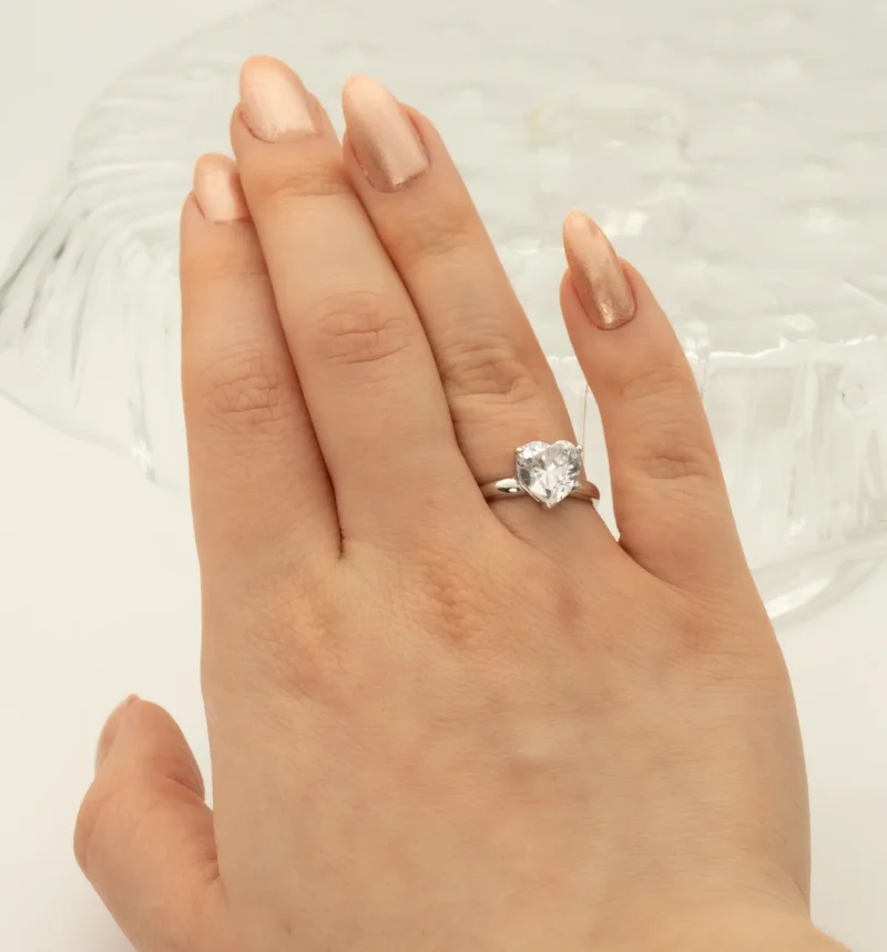Bestie: Sterling Silver Heart Shaped Stone Ring - Image 10