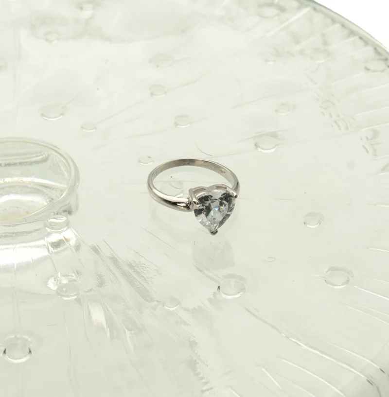 Bestie: Sterling Silver Heart Shaped Stone Ring - Image 3