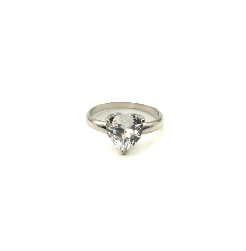 Bestie: Sterling Silver Heart Shaped Stone Ring - Image 5