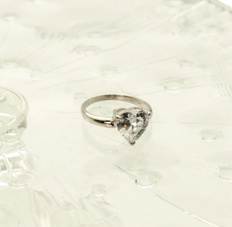 Bestie: Sterling Silver Heart Shaped Stone Ring - Image 6