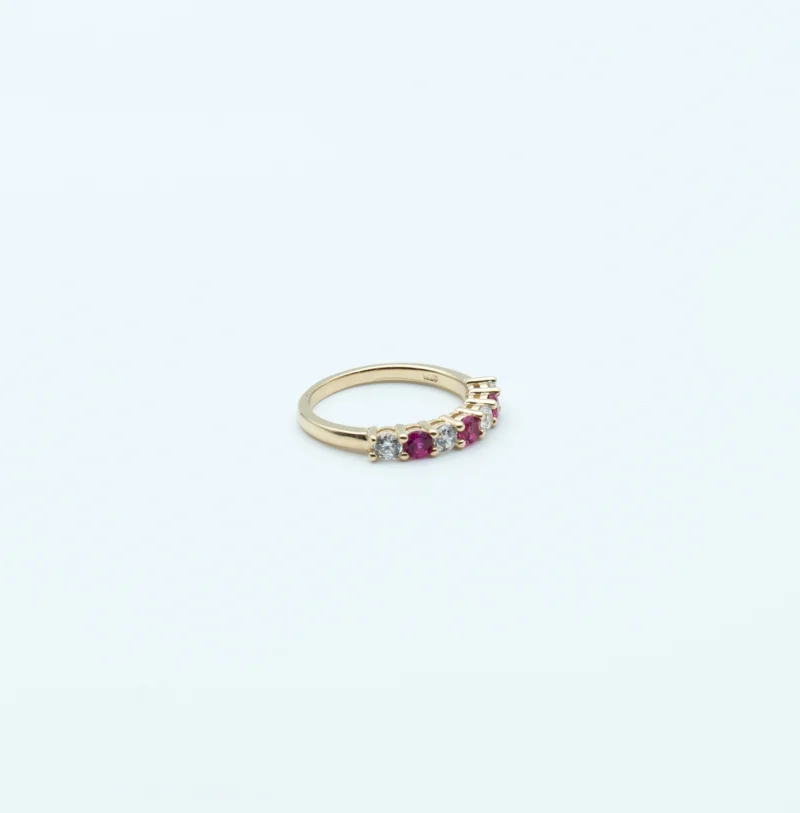 Blossom 10k Gold Half Eternity Band with Two Coloured Stones3 PORTIER JEWELRY - Portier Jewelry