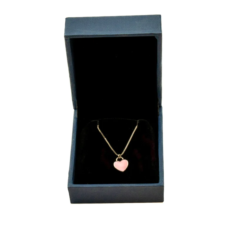 Brilliant Heart II: Sterling Silver Heart Charm Boxchain Necklace - Image 3