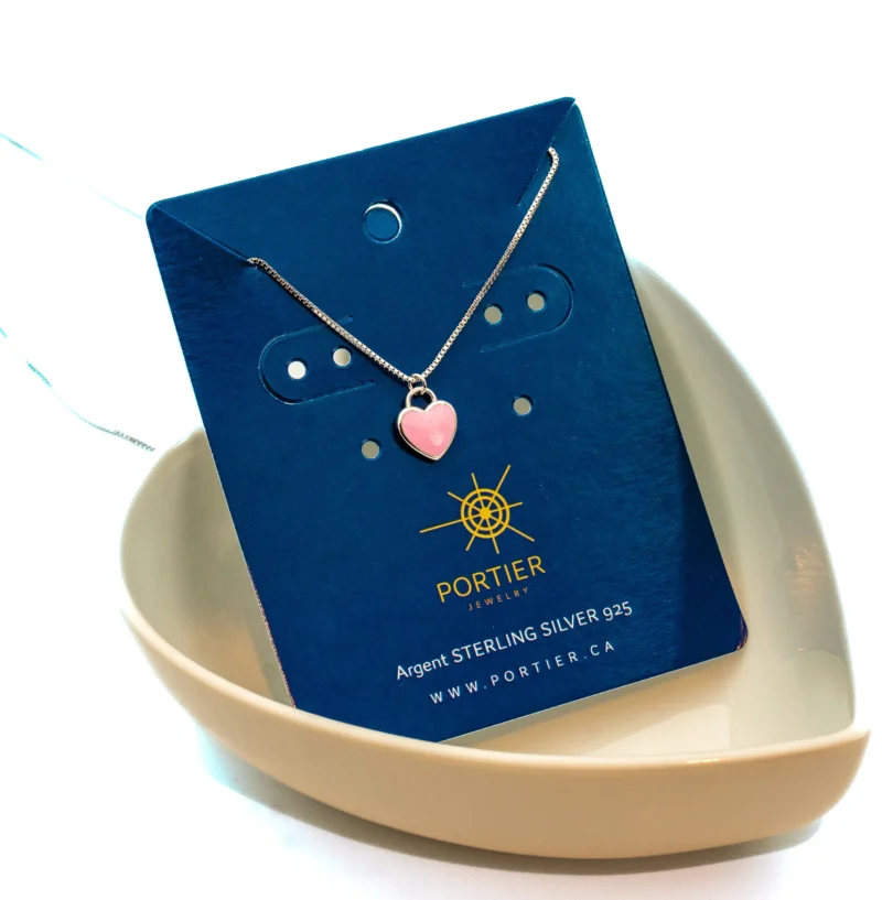 Brilliant Heart II: Sterling Silver Heart Charm Boxchain Necklace - Image 4