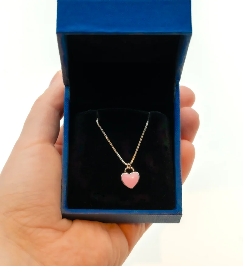 Brilliant Heart II: Sterling Silver Heart Charm Boxchain Necklace - Image 5