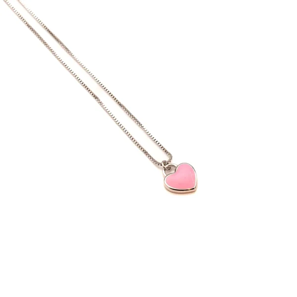 Brilliant Heart II: Sterling Silver Heart Charm Boxchain Necklace