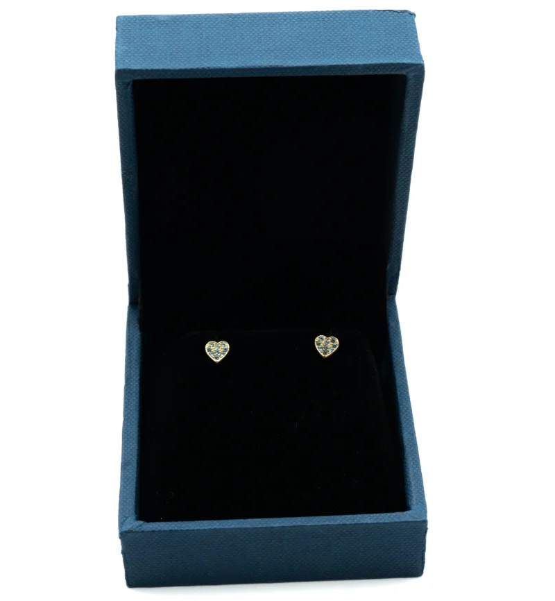 Cutie: 10k Gold Heart Earrings with Small Coloured Stones - Image 2