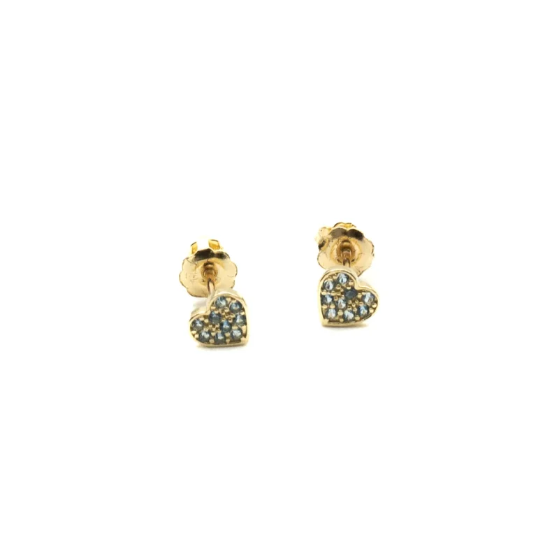 Cutie: 10k Gold Heart Earrings with Small Coloured Stones - Image 3