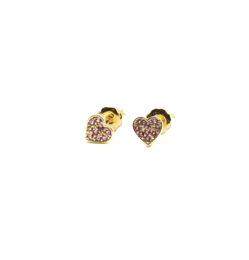 Cutie: 10k Gold Heart Earrings with Small Coloured Stones