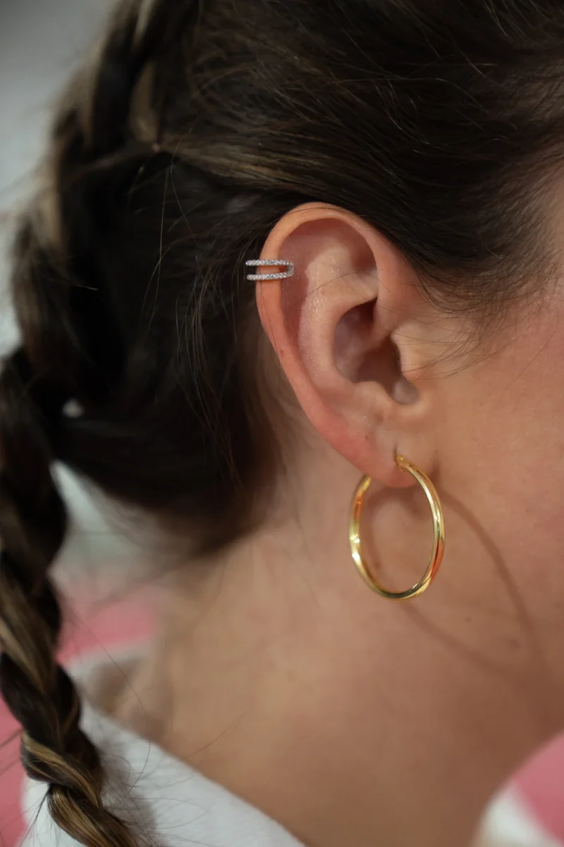 The Kiss II: Gold Large Hoop Earrings - Image 4